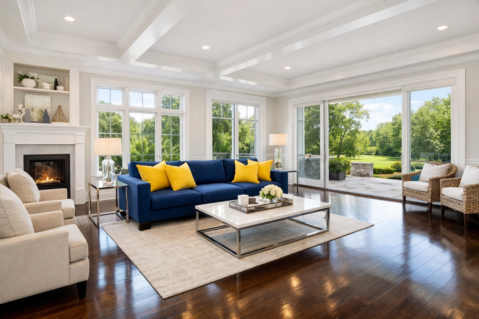 Clean living room in a Holliston home maintained by professional recurring house cleaning services.