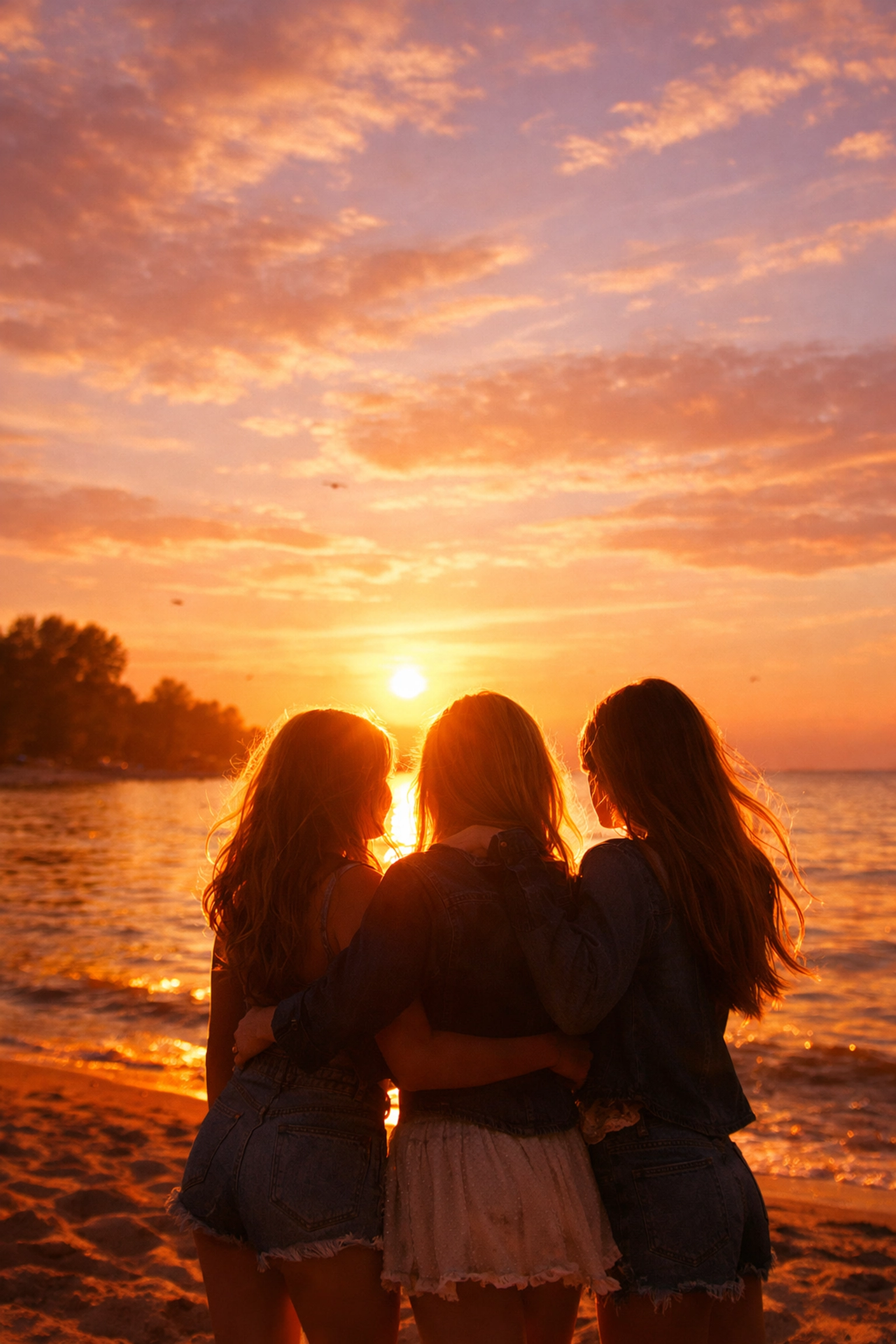 Golden hour best friend photoshoot at Erie's Presque Isle beach