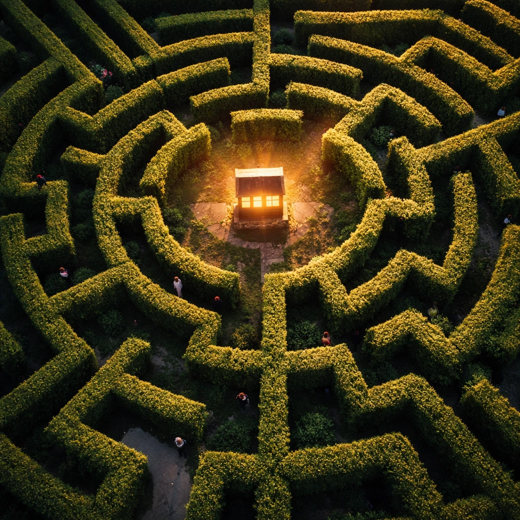 Maze representing the complex path accredited investors navigate in private equity to reach success