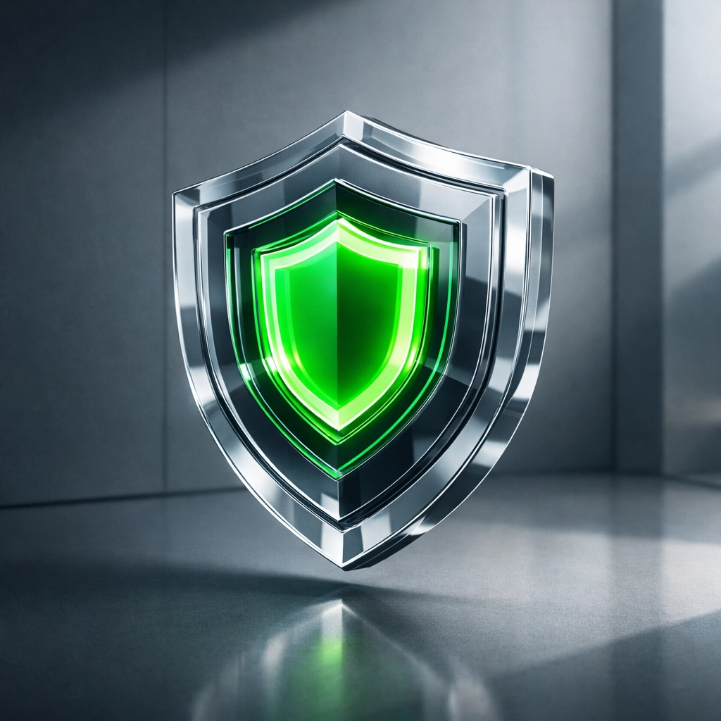 A glowing digital shield representing robust network security and NIST compliance for Ventura defense contractors.