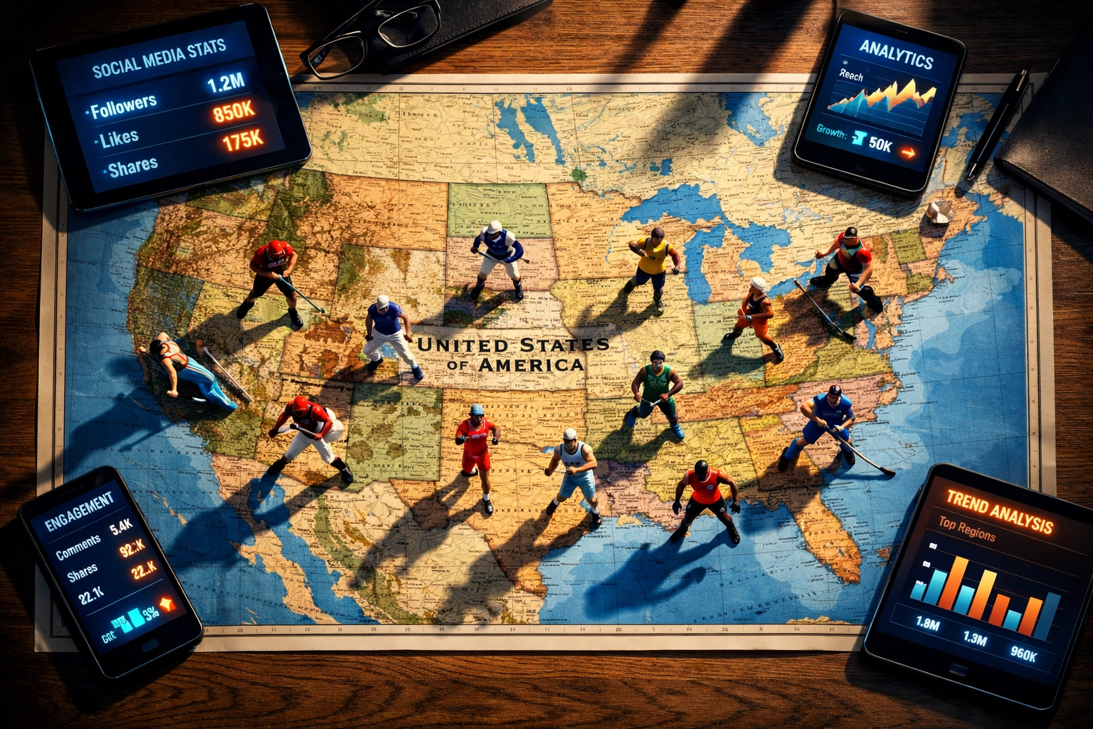 NIL marketing strategy map showing athlete distribution across US markets with analytics