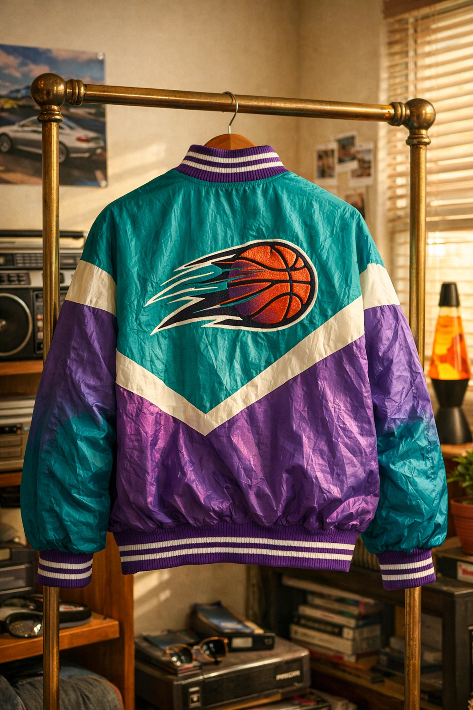 Vintage 90s Starter puffy jacket found at a thrift store, perfect for high-margin reselling.