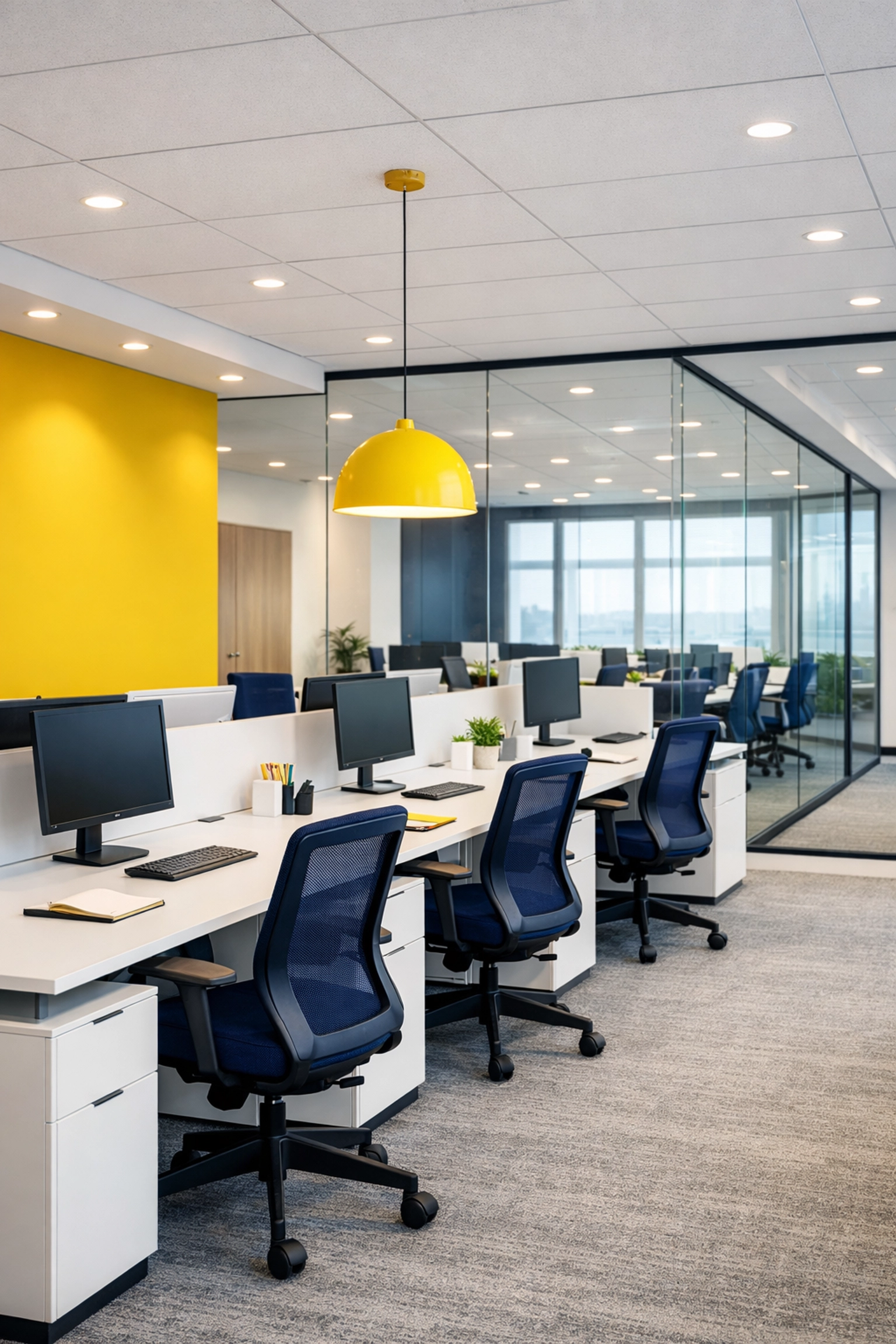 Sleek and organized commercial office in MetroWest cleaned to professional standards for business productivity.