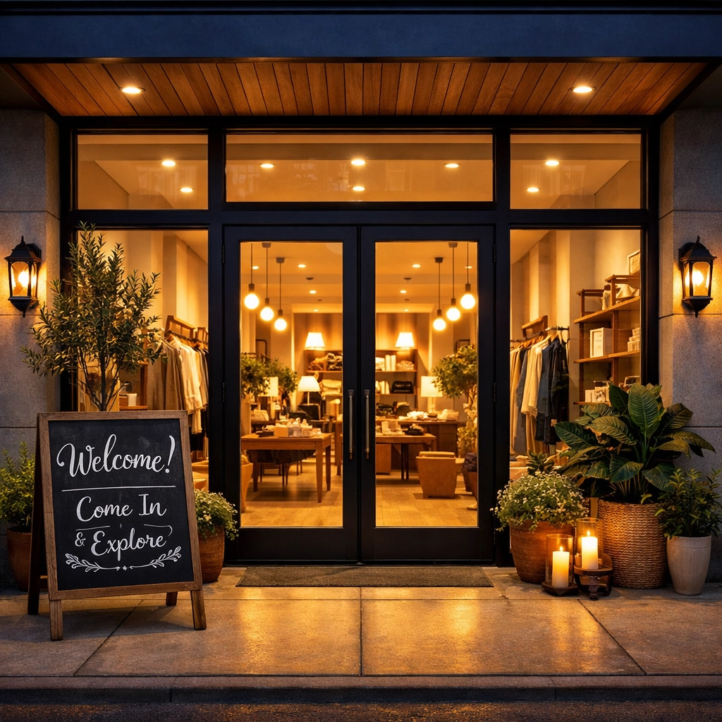 Inviting boutique storefront representing a trustworthy local business with an optimized Google profile.