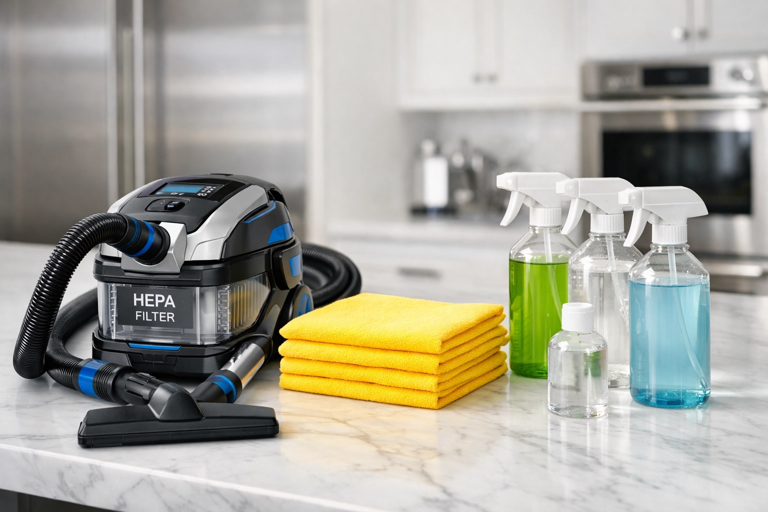 Professional eco-friendly tools used by a move-in cleaning service in Massachusetts for efficient results.