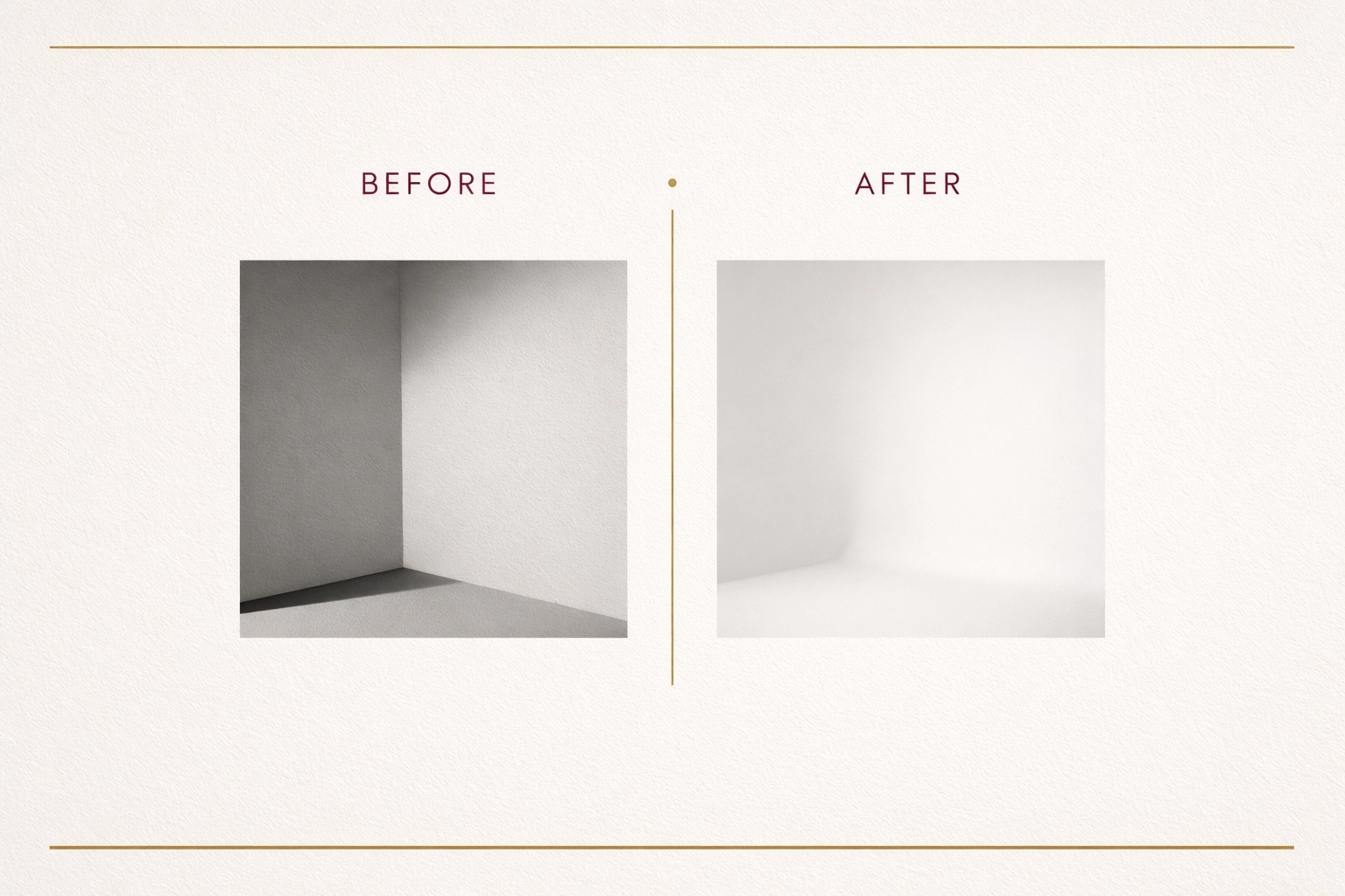 Cyclorama lighting comparison: traditional corner shadows versus smooth curved wall lighting