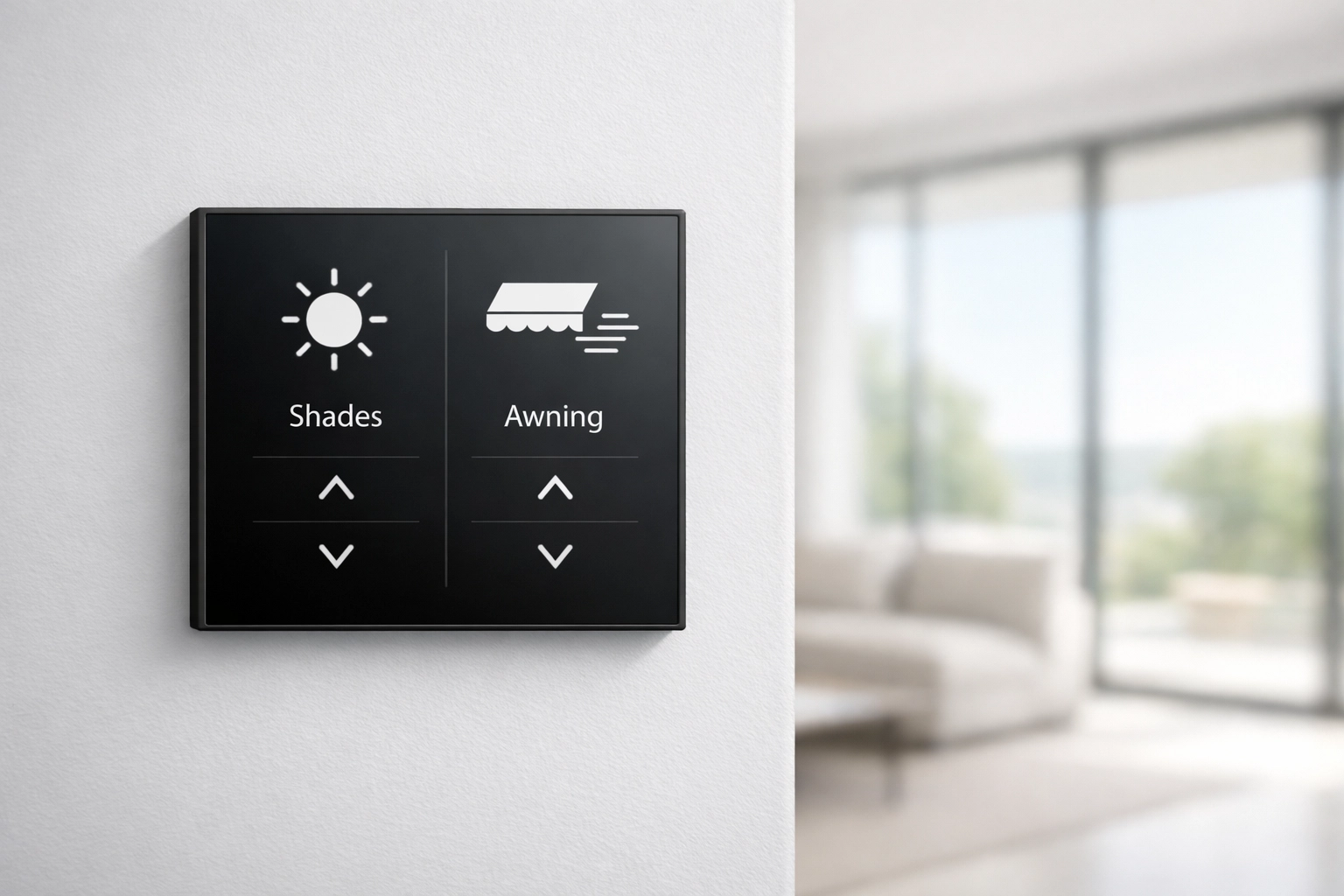 Wand-Steuerung für automatisierten Sonnenschutz und Smart Home Integration in Wien.