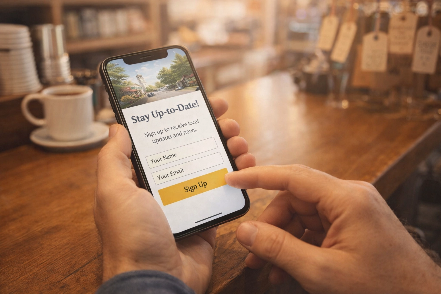 Man Holding Phone with WhatsUpSummerville.com