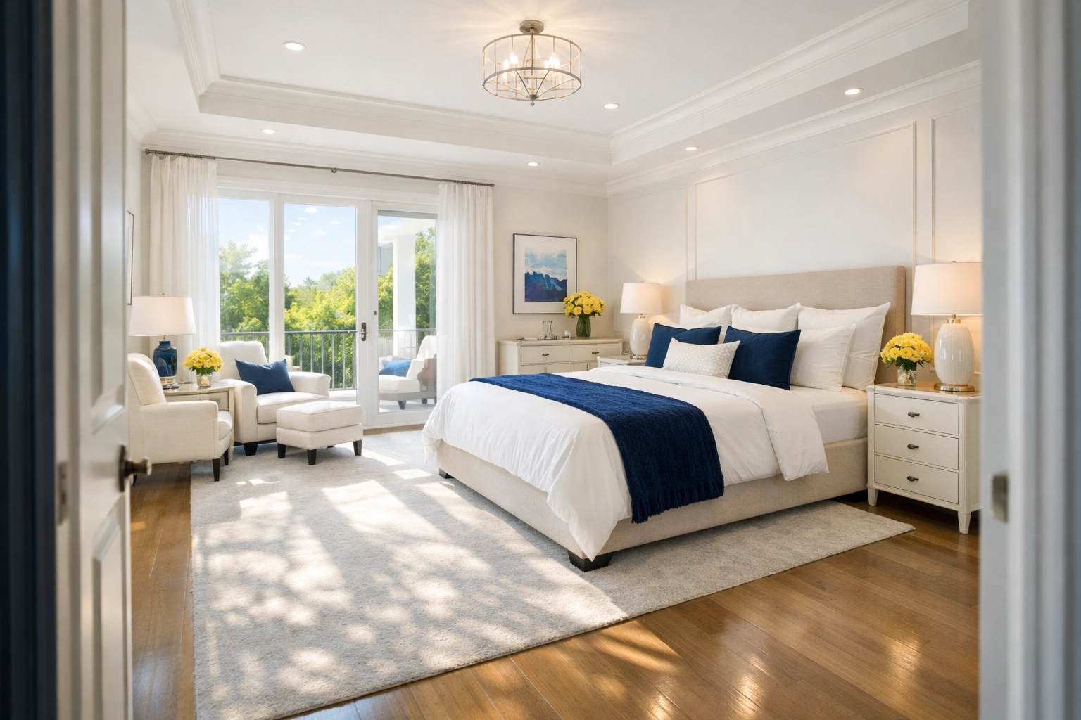 Impeccable master suite sanctuary in a Concord mansion after a ninja-level deep clean.