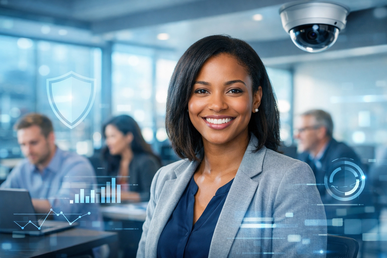 Michigan office employees protected by 911 Camera Share and Axis Cameras for enhanced small business security.