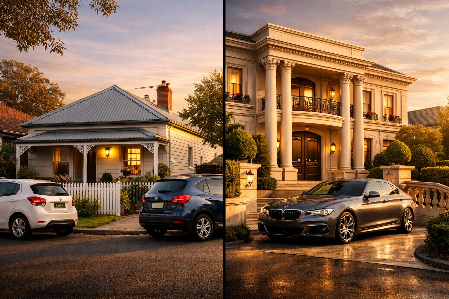 Melbourne's two-speed property market: entry-level homes versus prestige residences side by side