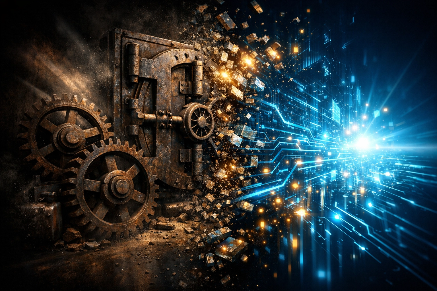 Visualizing the shift from legacy banking to Larecoin’s AI-powered Web3 payment infrastructure.