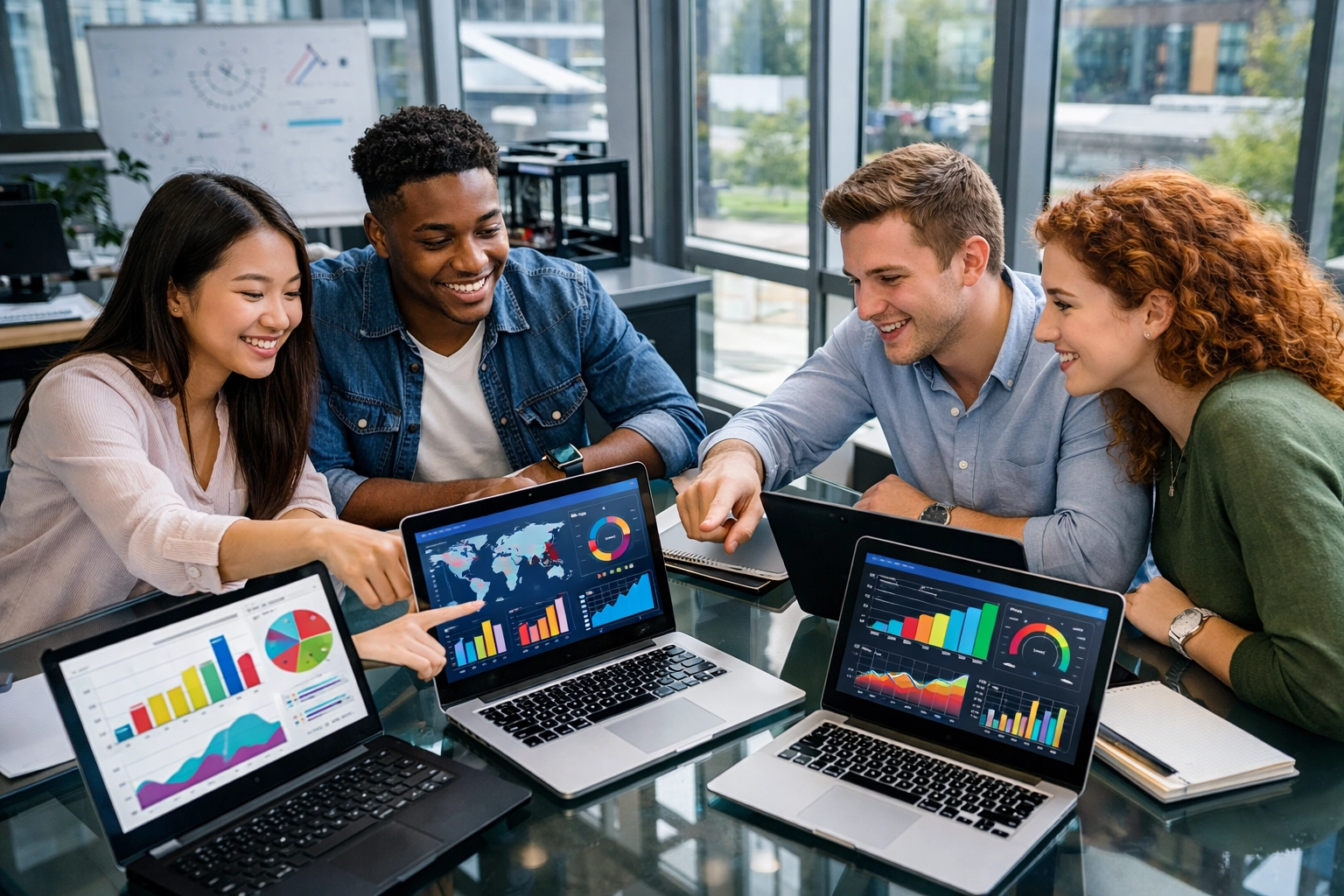 College students analyzing talent analytics data during early pipeline identification program