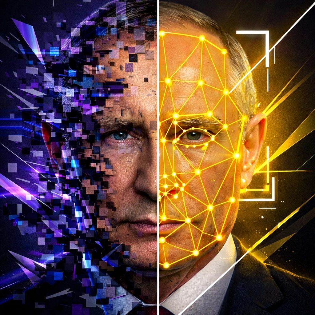 Deepfake detection technology identifying and reconstructing authentic political content with AI