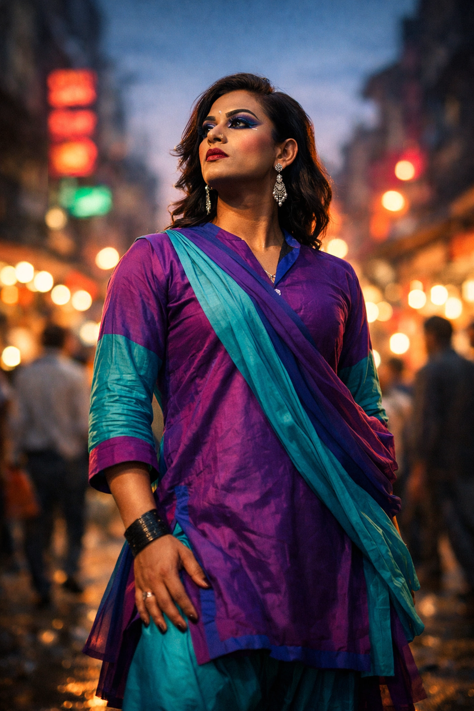 A modern Khwaja Sira activist in Lahore, symbolizing the ongoing struggle for gender identity and rights in Pakistan.