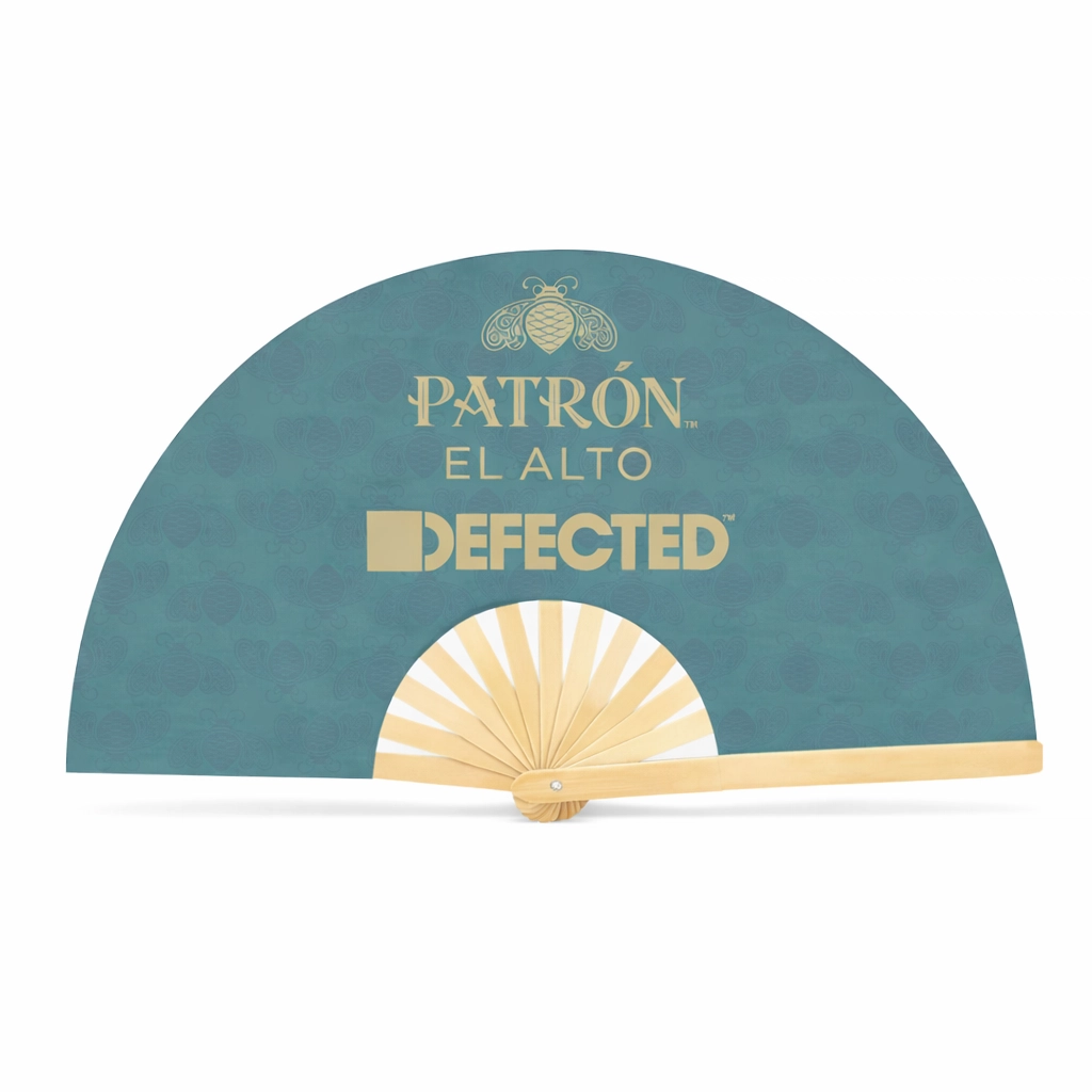 Defected Patron branded fan (high-end custom branded fan).