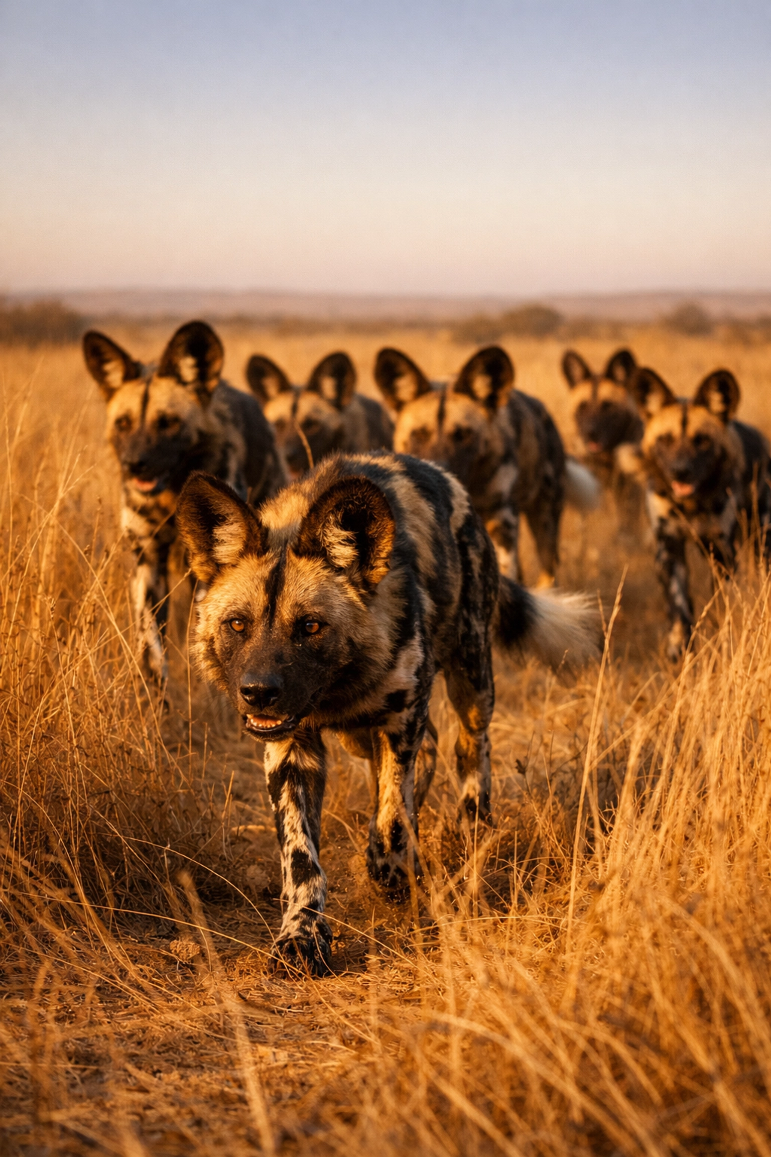 African Wild Dogs in the savannah illustrating stories about lesser-known endangered species.