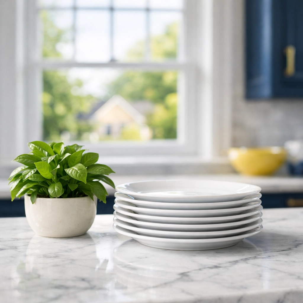 Spotless marble kitchen island in a Holliston estate after recurring house cleaning.