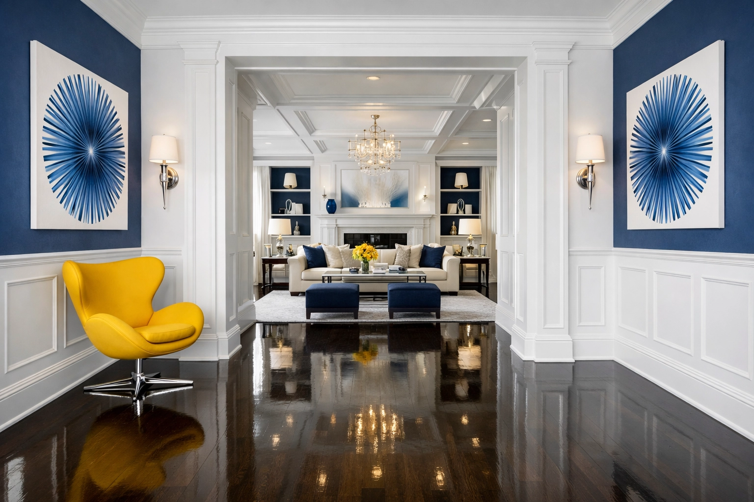Reflective hardwood floors in a spotless Southborough home after professional cleaning services.
