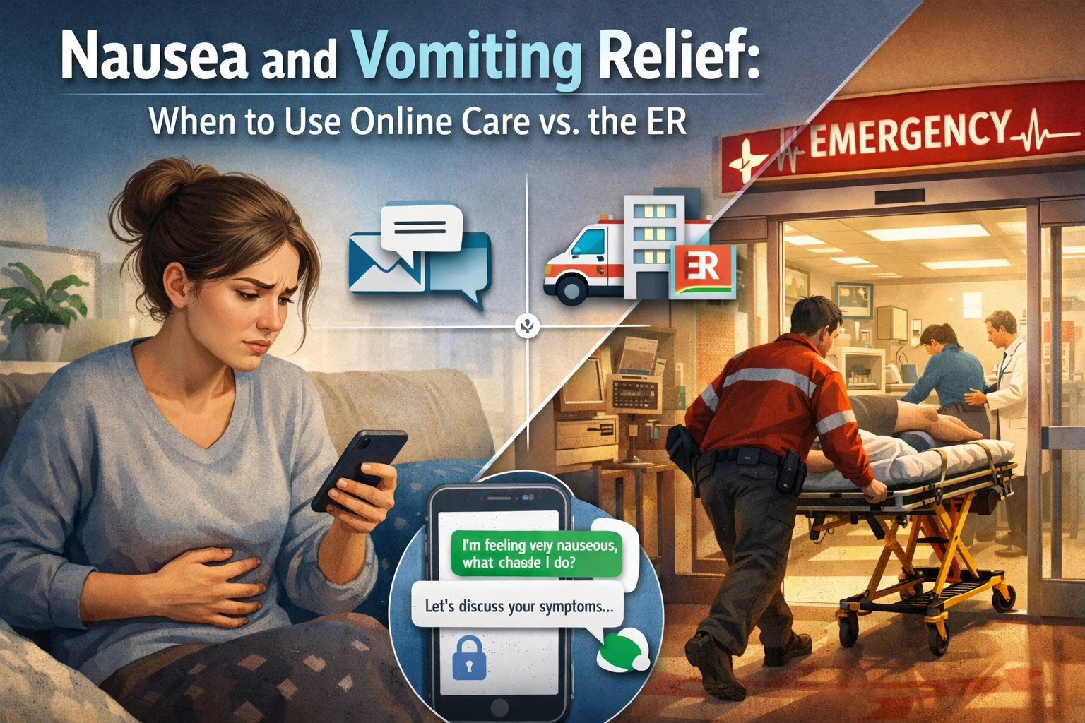 Nausea and Vomiting Relief: When to Use Online Care vs. the ER
