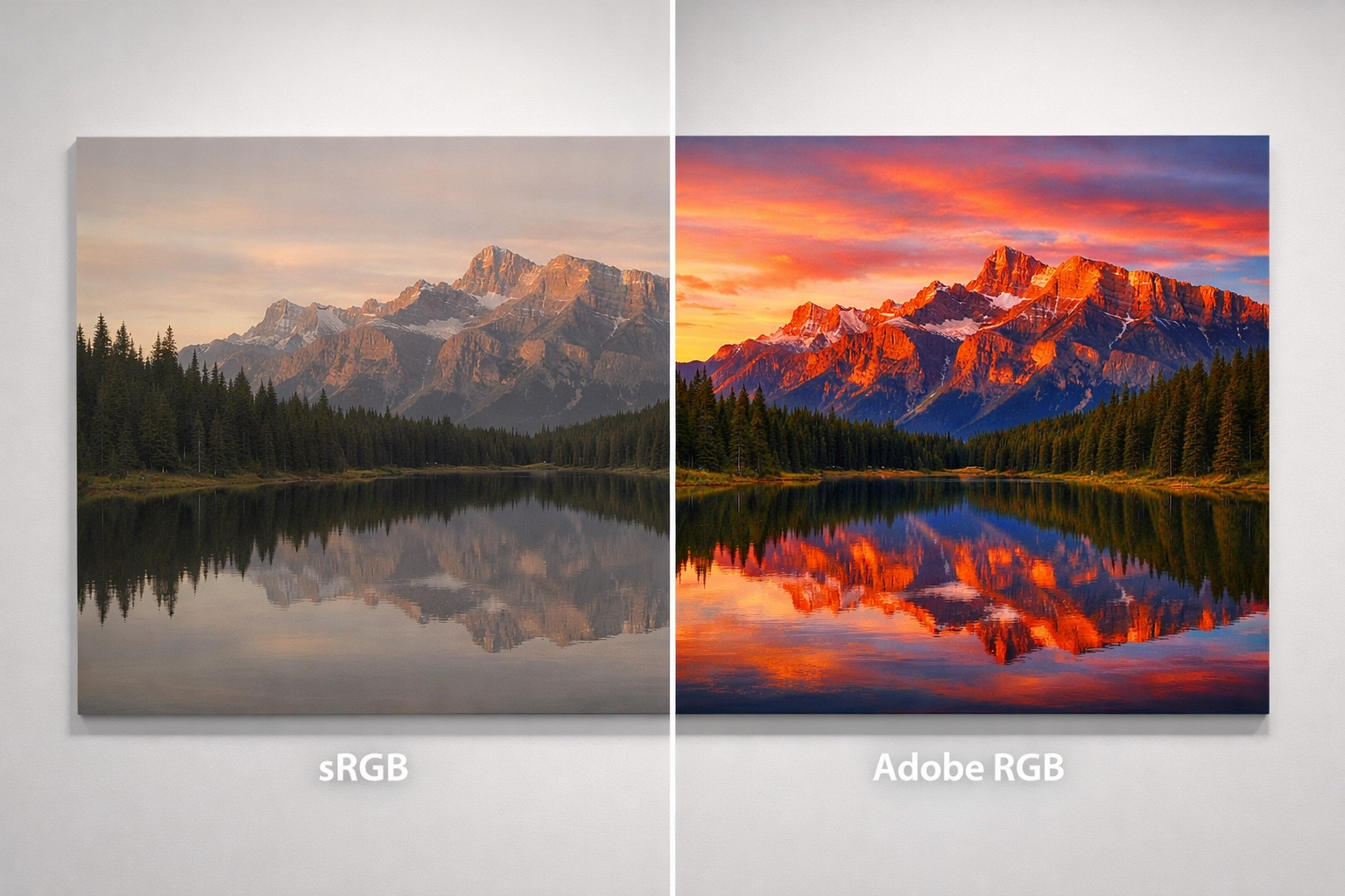 Comparison of sRGB vs Adobe RGB color profiles on fine art prints