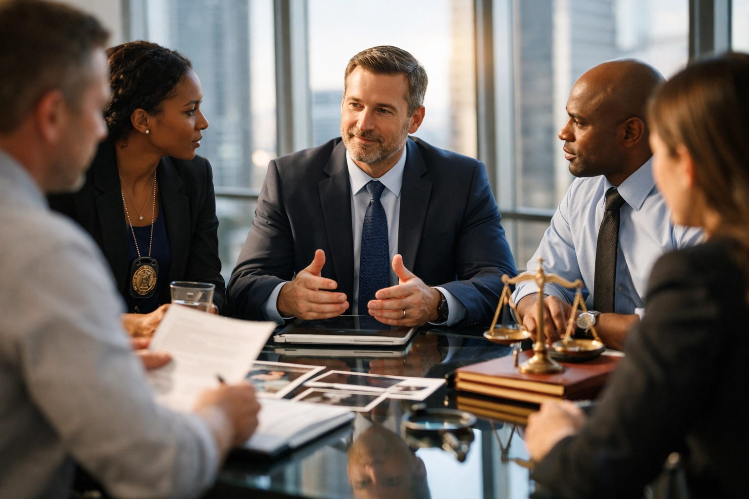 Team of legal experts and investigators coordinating an integrated international asset recovery strategy.