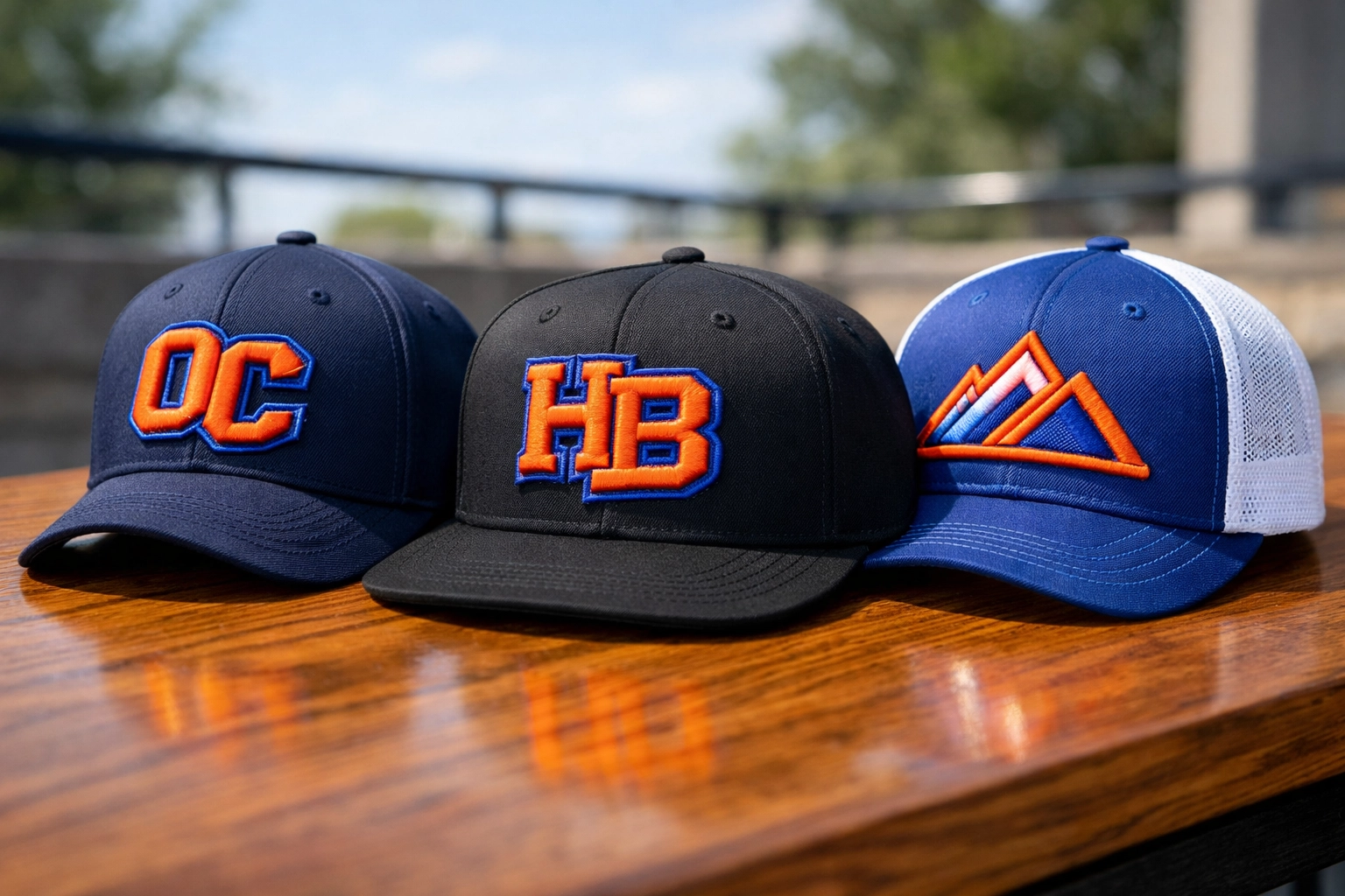 Custom embroidered hats in multiple styles for business brand recognition