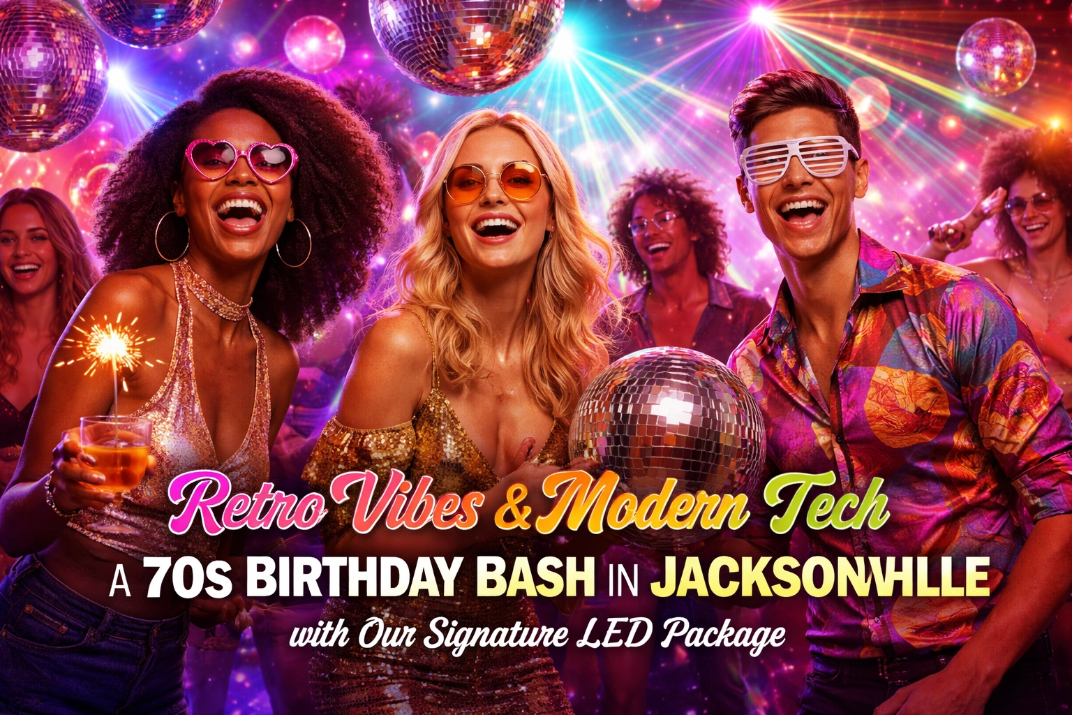 [HERO] Retro Vibes & Modern Tech: A 70s Birthday Bash in Jacksonville with Our Signature LED Package