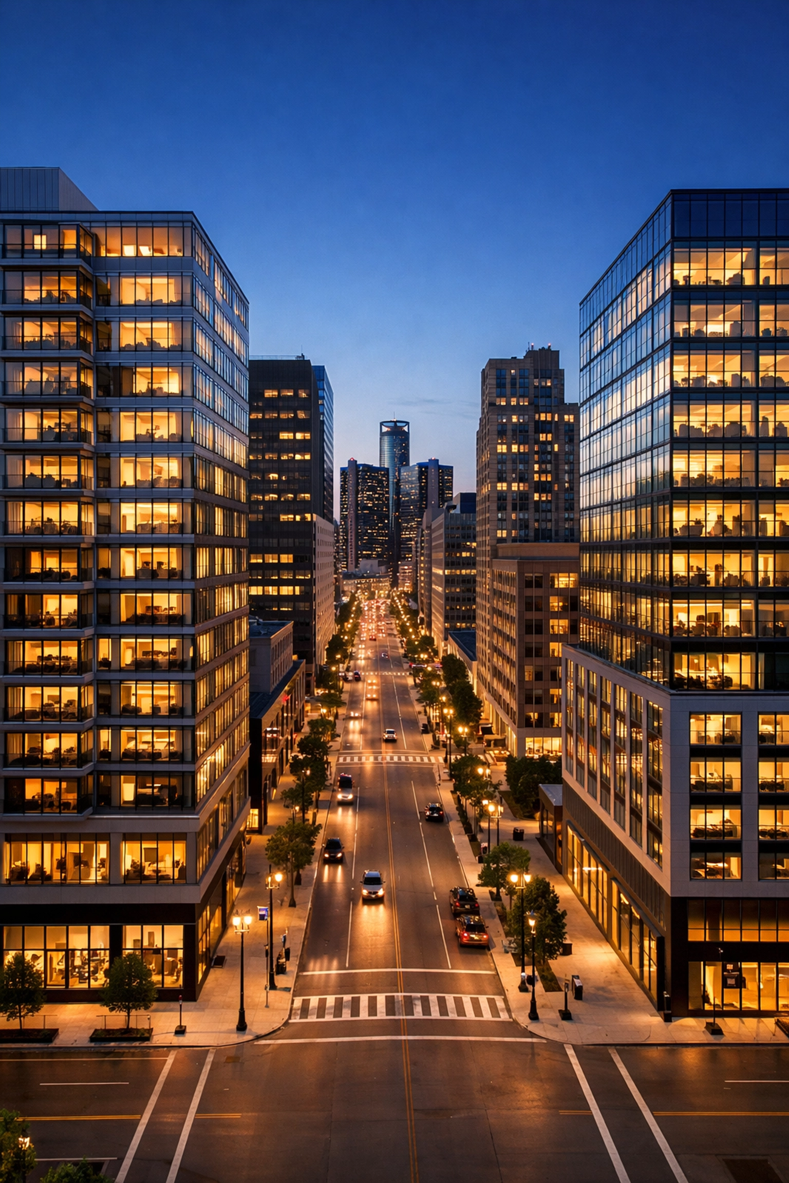 Modern office buildings in downtown Detroit representing a well-maintained Midwest property portfolio.