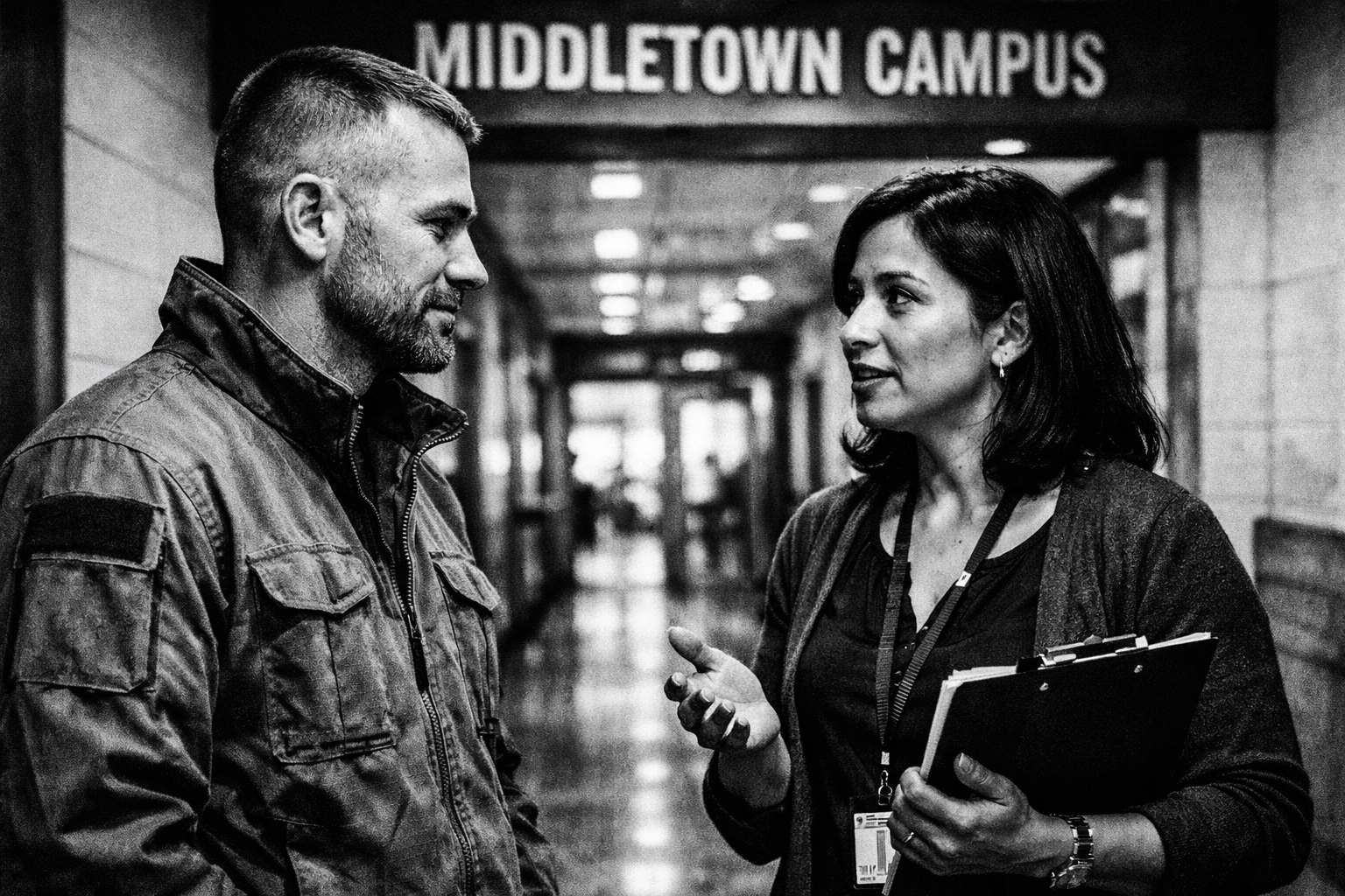 A student veteran utilizing the GI Bill for barber school training at the Middletown campus.