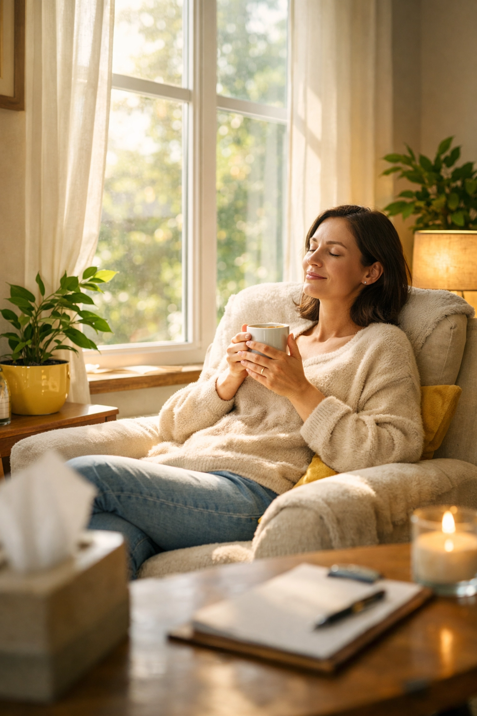 Comfortable therapy room at Sunflower Counseling Center offering affordable mental health care