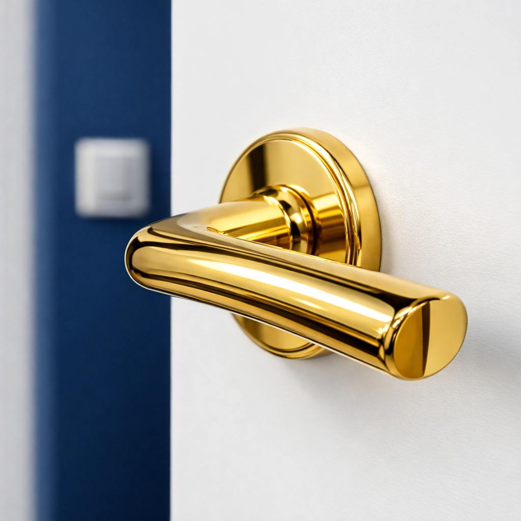 A spotless door handle showing the detailed sanitization of move-in cleaning in Wellesley.