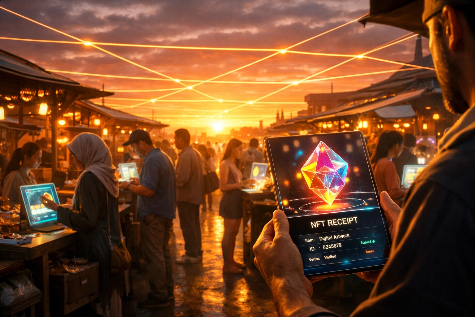 A modern global marketplace utilizing decentralized Web3 payments and digital NFT receipts.