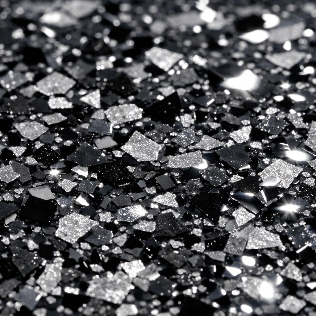 Decorative charcoal and silver polymer flake flooring finish for a professional Flowood business aesthetic.