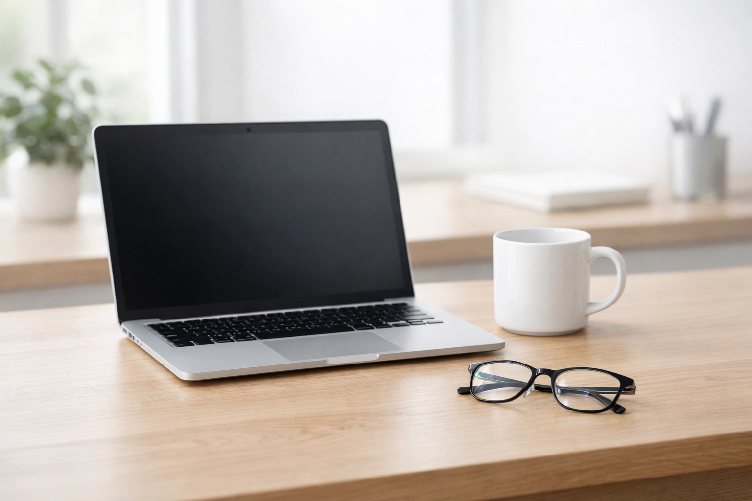 Professional office workspace with a laptop, representing transparent financial planning and broker services.