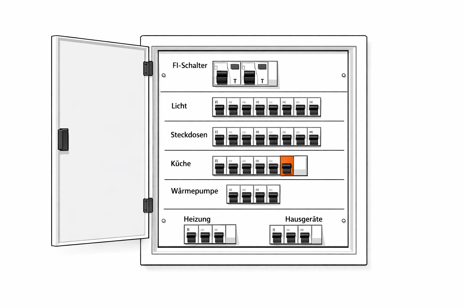 Sicherungskasten mit FI-Schalter und Wärmepumpen-Sicherung in Wien