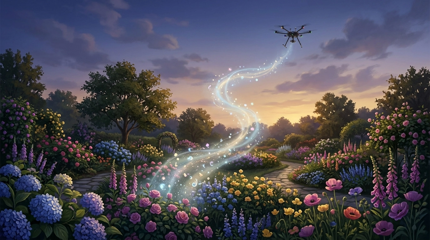 Conceptual image of a garden memorial transition