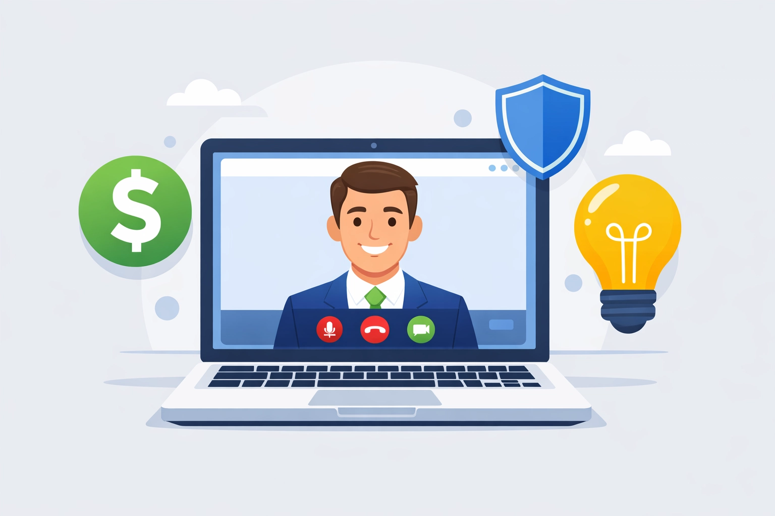 A virtual tax expert on a video call providing personalized concierge tax preparation services via laptop.