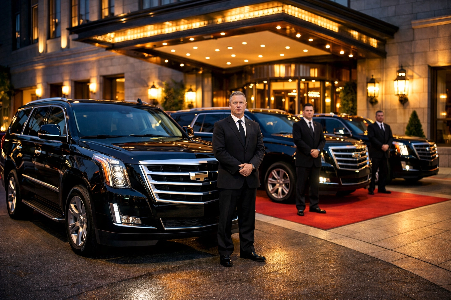 Professional chauffeur service with luxury SUV fleet for executive Super Bowl transportation