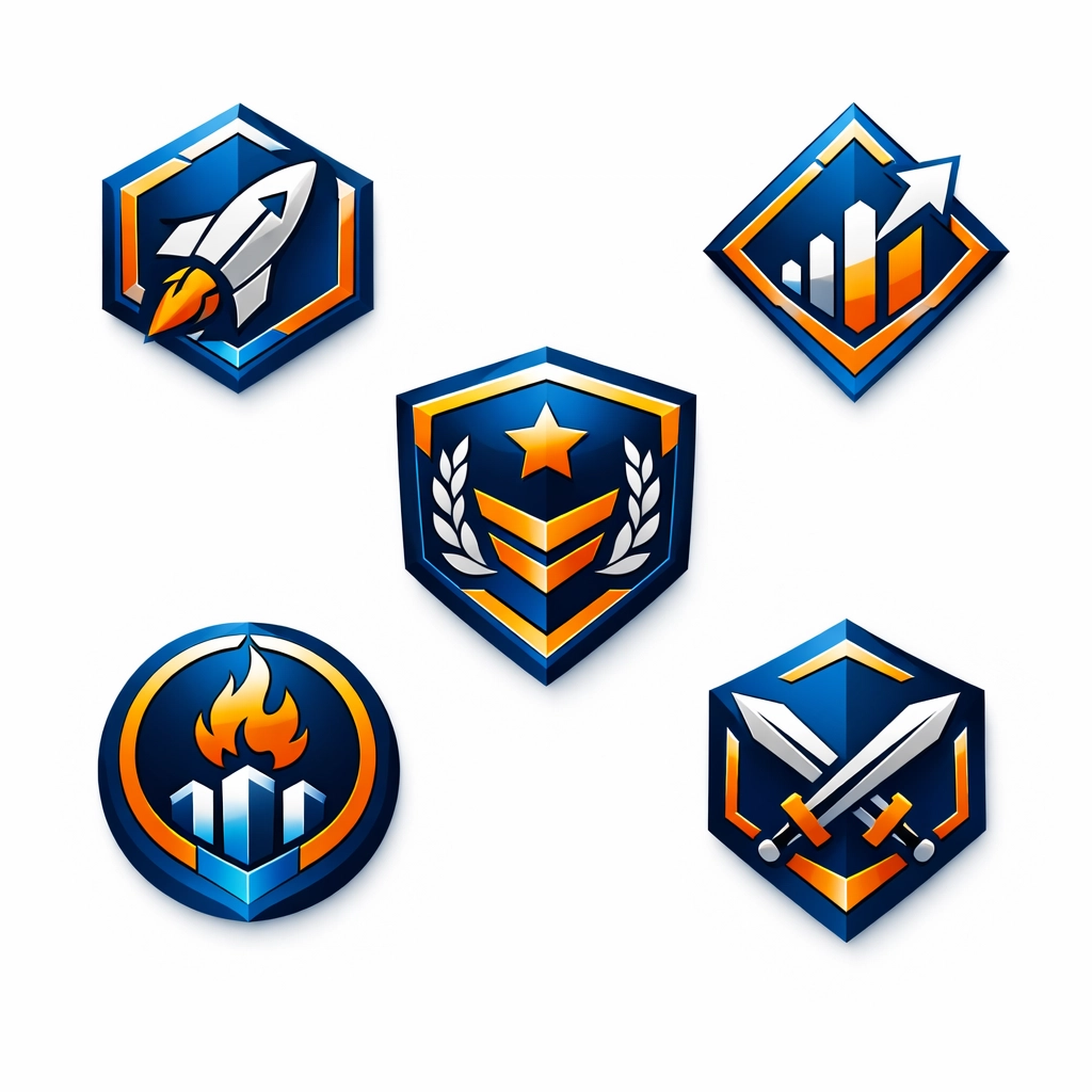 Digital certification badges in customer training programs representing user mastery and success.