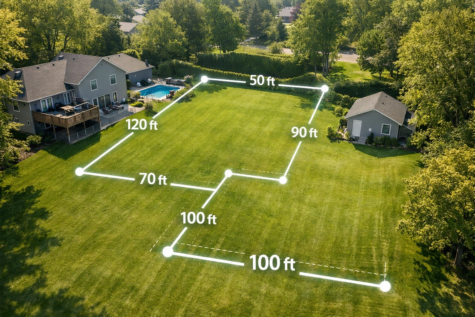 Professional land survey overlay showing a lot severance boundary on an Ontario residential property.