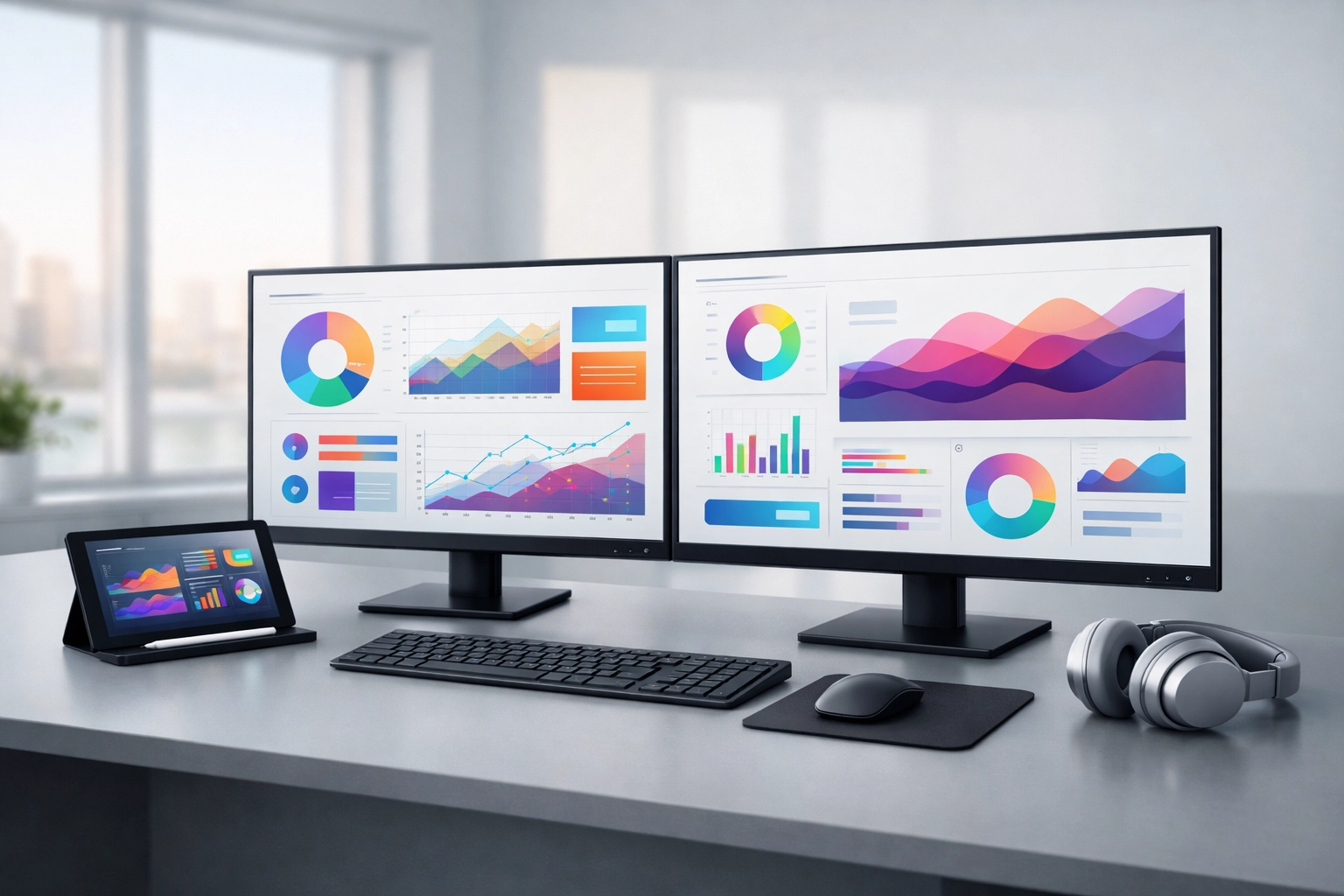Modern tax preparer workstation with dual monitors and digital tools for efficient ERO workflow and audit protection.