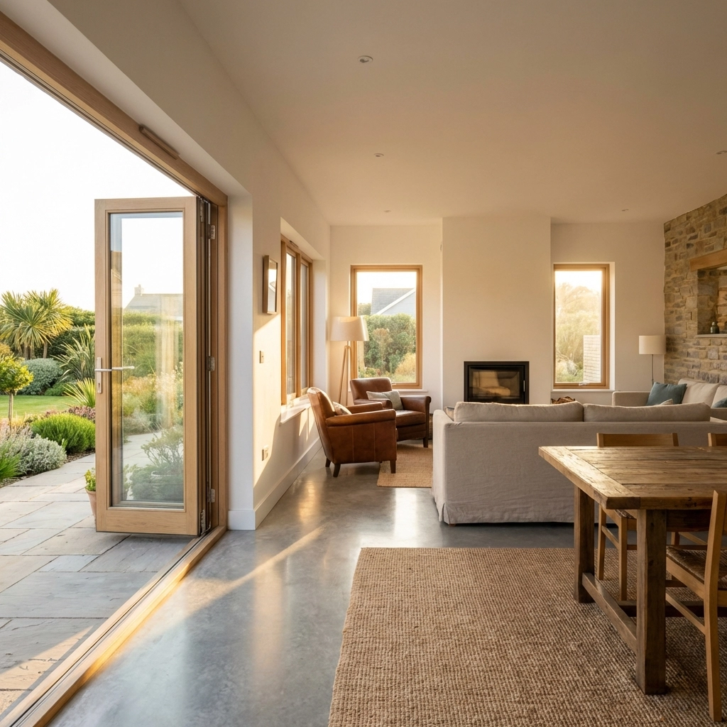 Modern house extension in a coastal British home with bi-fold doors and quality workmanship in Bognor Regis