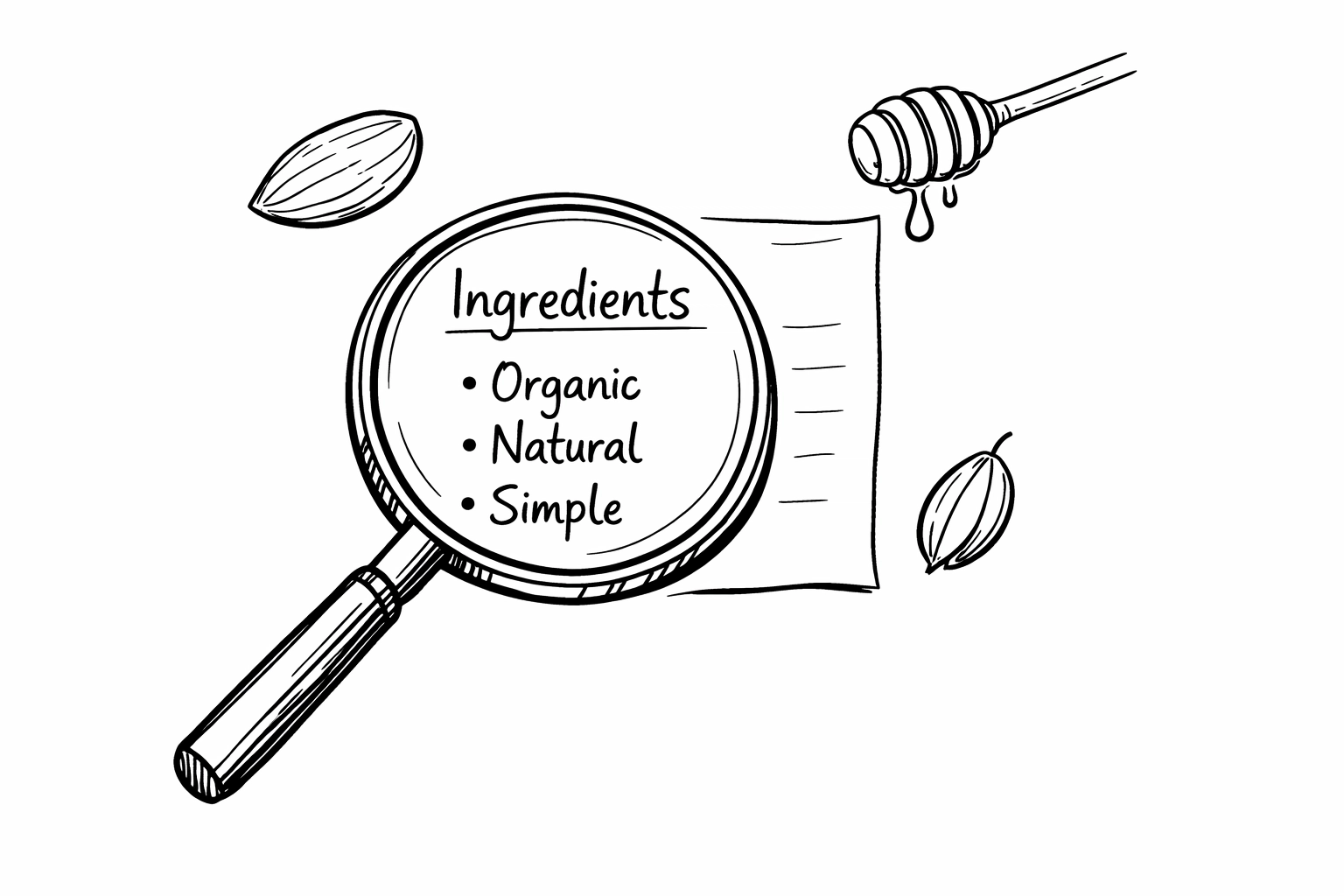 Inspecting clean protein bar ingredients - whole foods like almonds, honey, and oats