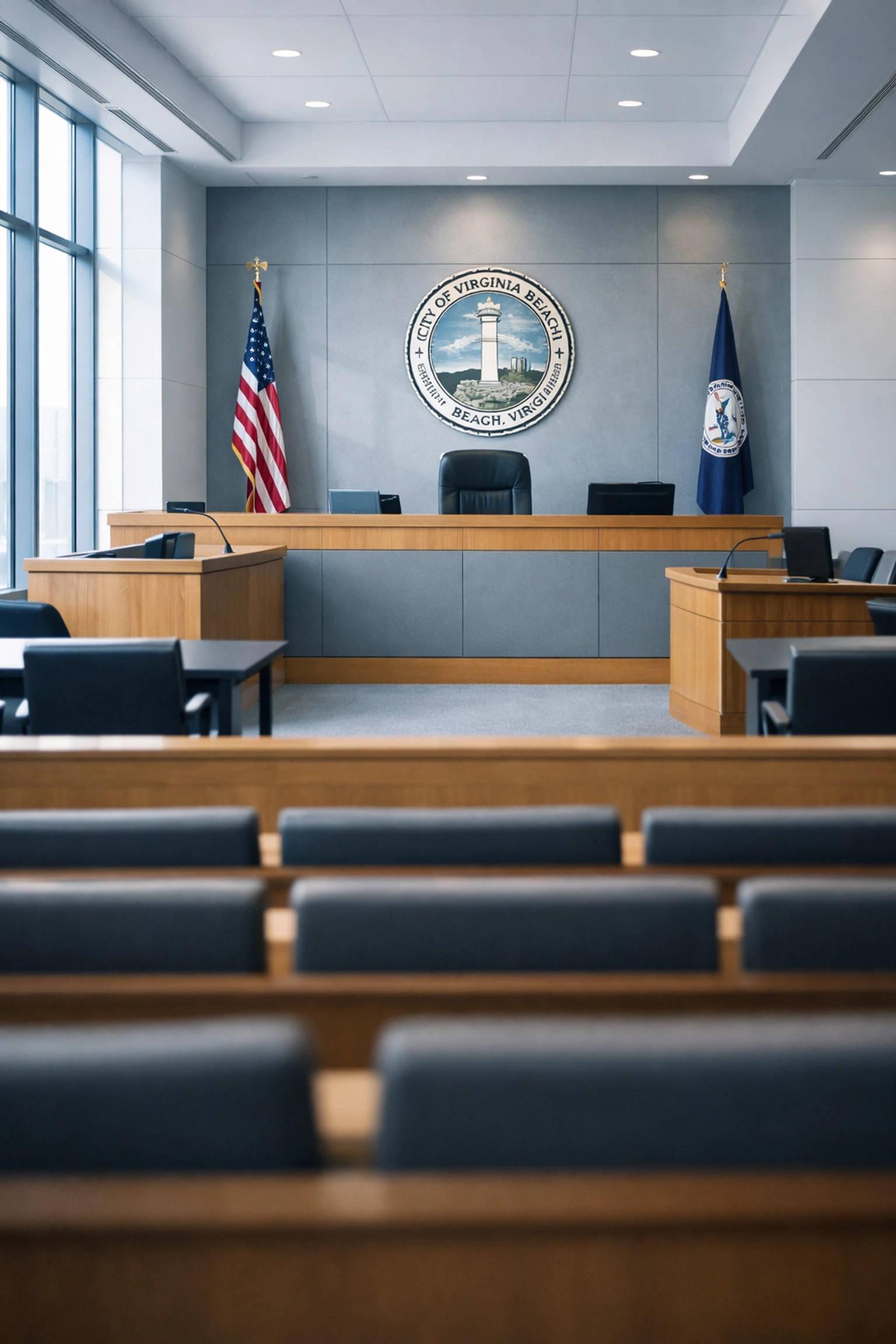 Virginia Beach courtroom where child custody cases are heard