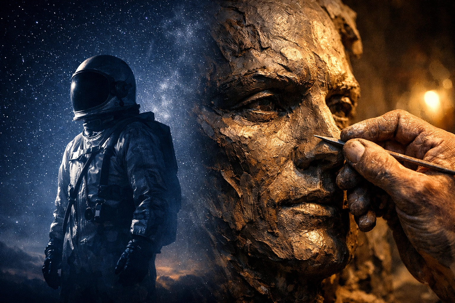 Sculptor Ed Dwight working on a bronze statue, honoring the artist behind Detroit's freedom memorial.