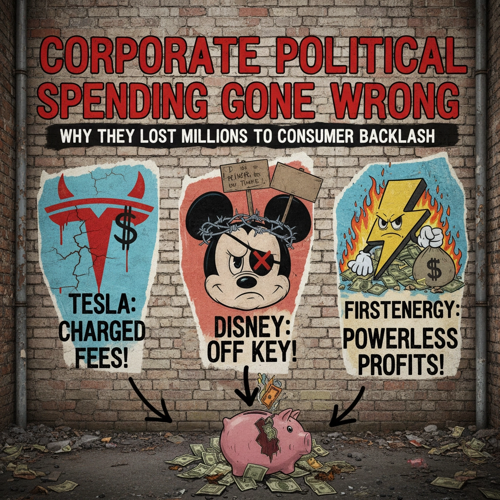 Featured image for Corporate Political Spending Gone Wrong: Why Tesla, Disney, and FirstEnergy Lost Millions to Consumer Backlash