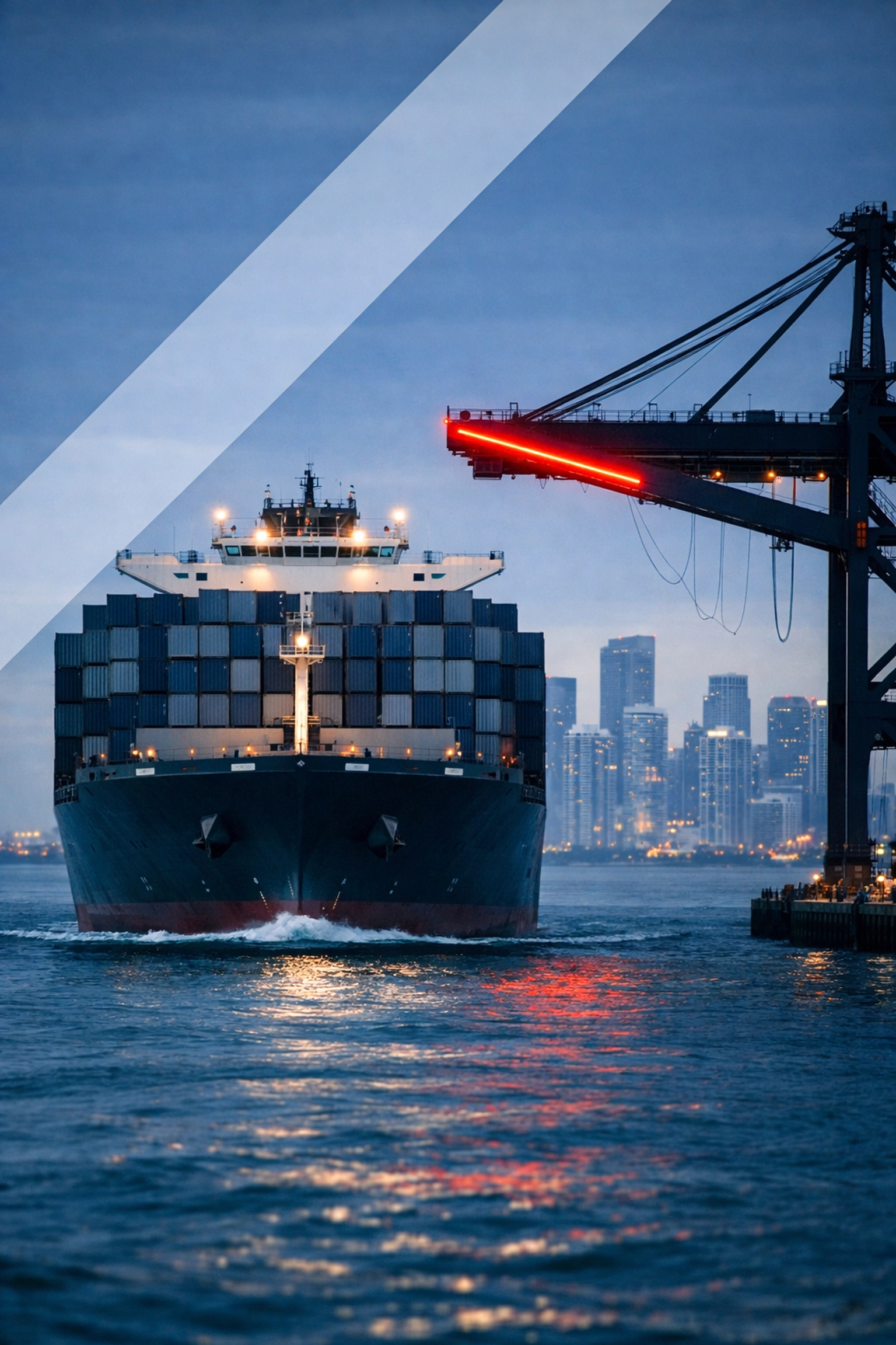 Large cargo ship with shipping containers entering the Port of Miami, representing Florida ocean freight logistics.