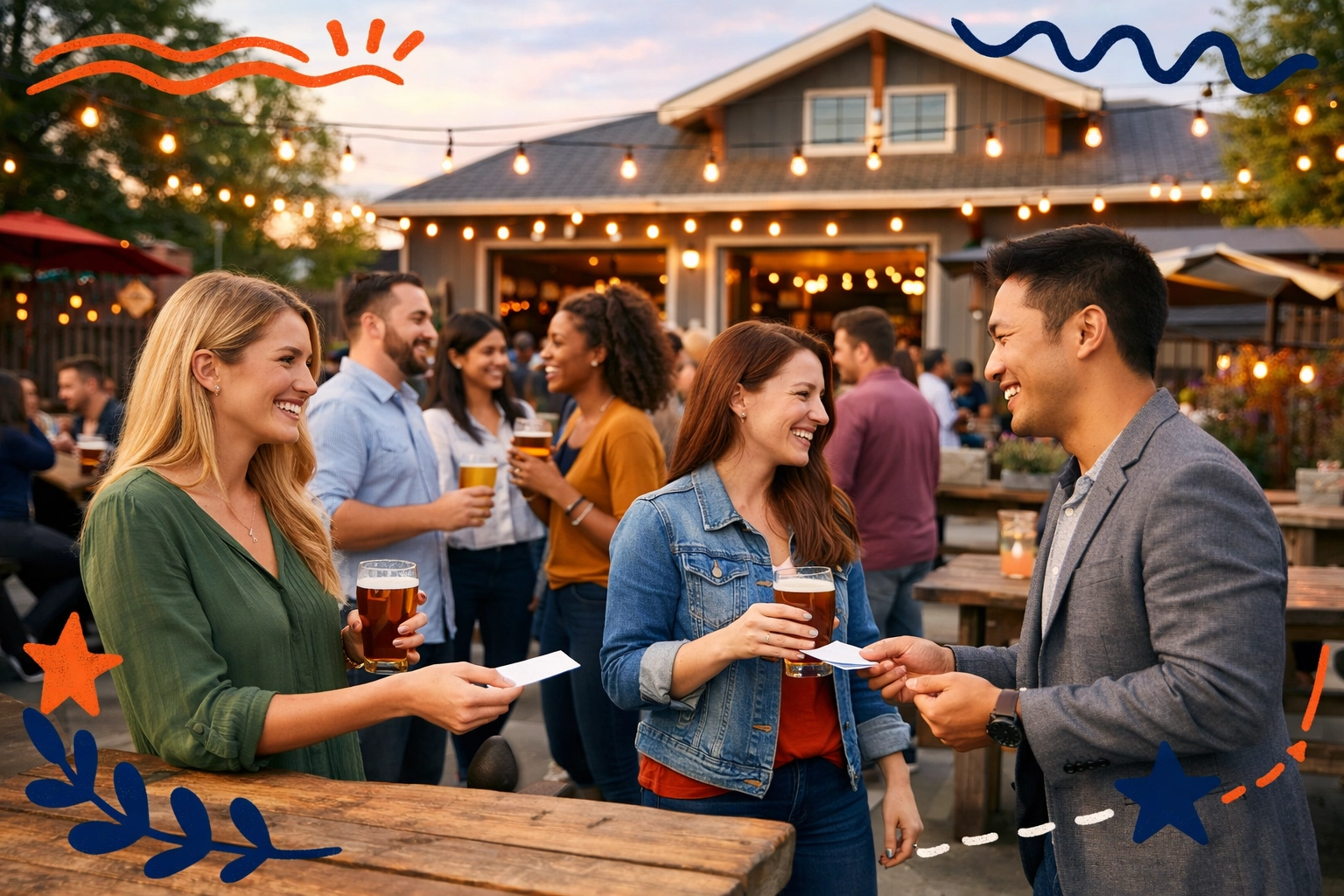 Young professionals networking at Kennesaw brewery event