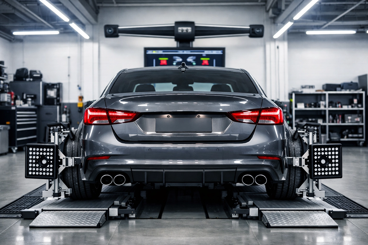 Professional wheel alignment Bonne Terre MO using computerized equipment to center steering.